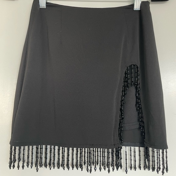 Stephanie Fringe Mini Skirt - Black - Picture 2 of 4